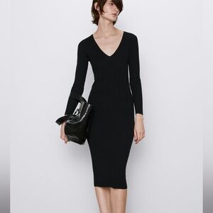 Zara Black Long Sleeve Dress Small